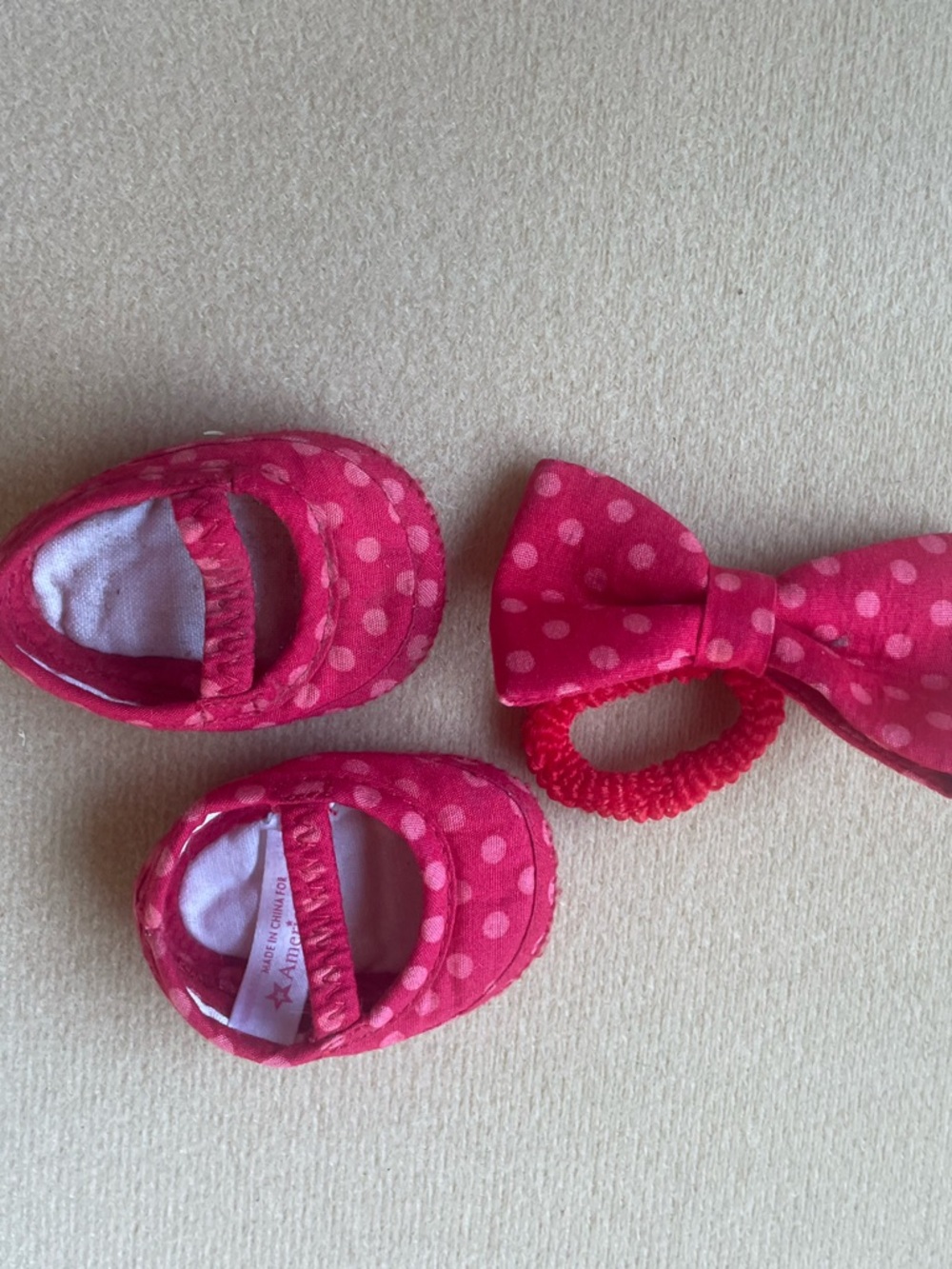 American Girl Bitty Twins hair bow and shoes